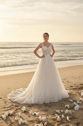 Ivory A-line wedding dress from jasmines bridal