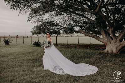 Mermaid style, lace, wedding dress, Rene H Couture original, with Cape Veil