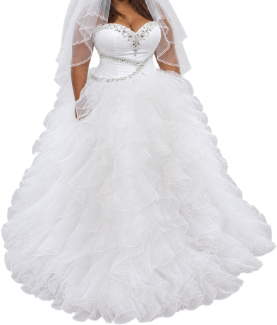 Beautiful White Ball Gown Wedding Dress – Strapless, Beaded & Full