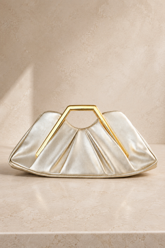 Gold Pleated Cloud Clutch Bag (NEW)