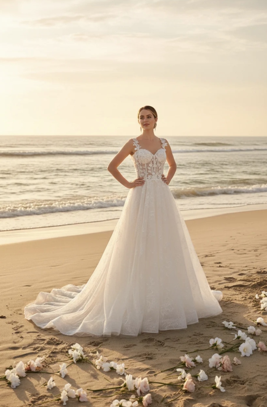Ivory A-line wedding dress from jasmines bridal