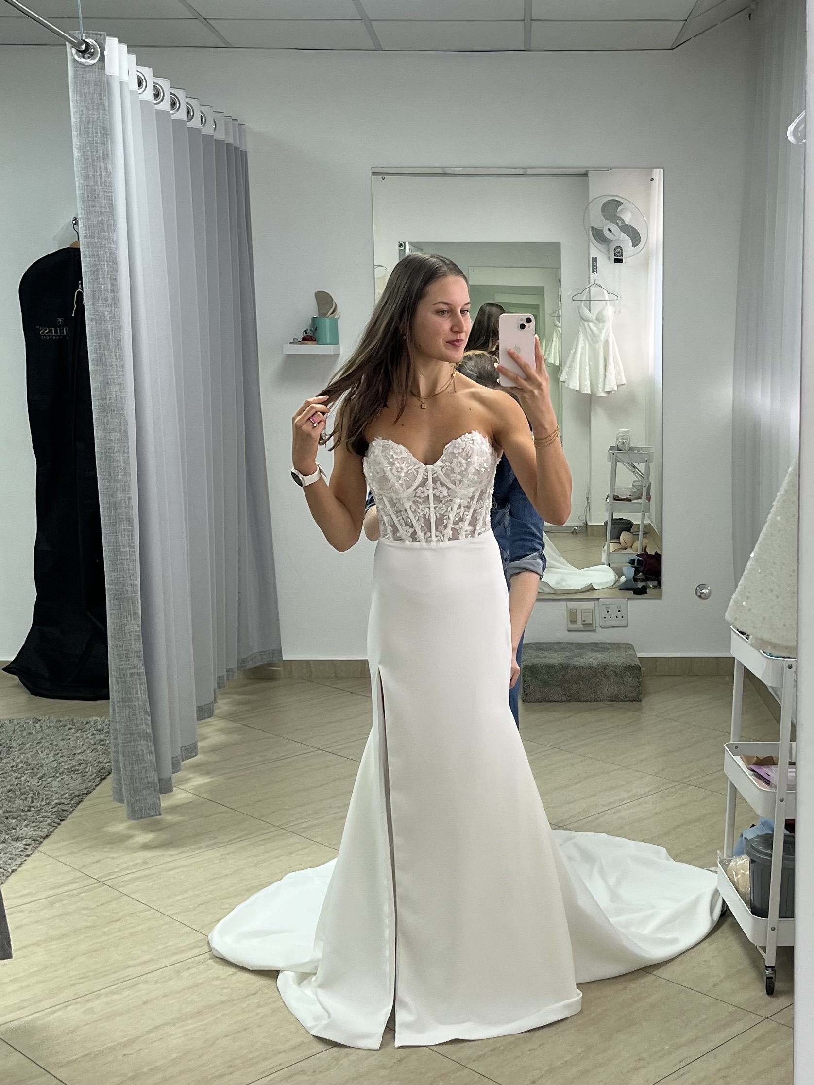 Ivory wedding Dress with lace and beaded bodice 