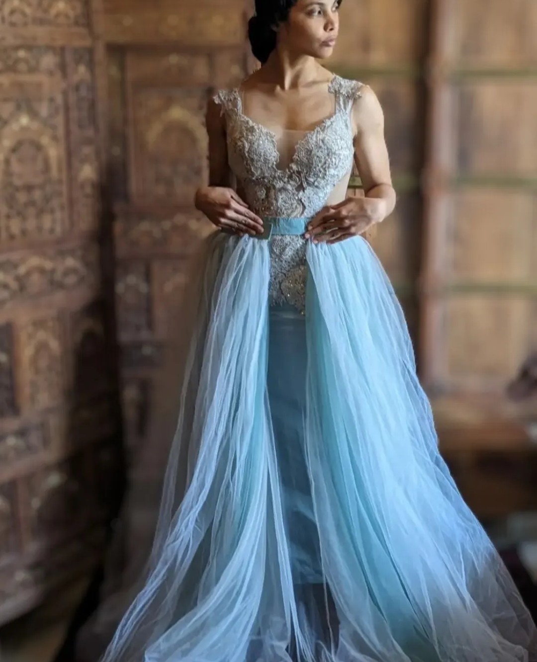 Bridal gown with matching tulle skirt 