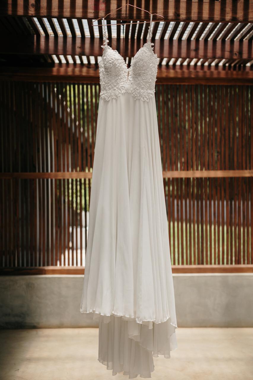 A-line Anna Georgina  off white sequin bodice and chiffon skirt