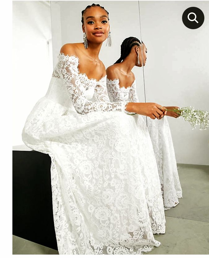Hazel off the shoulder lace wedding dress 