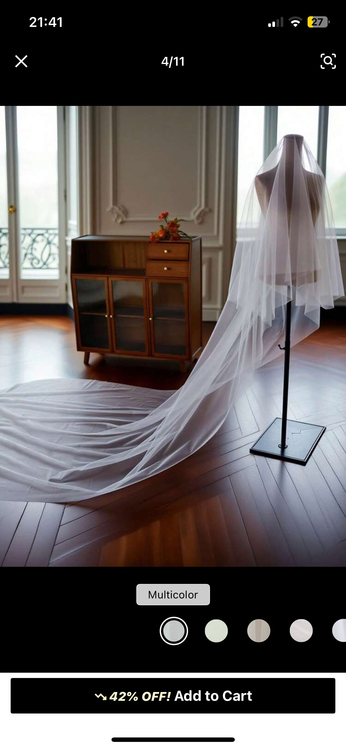 Cathedral white veil