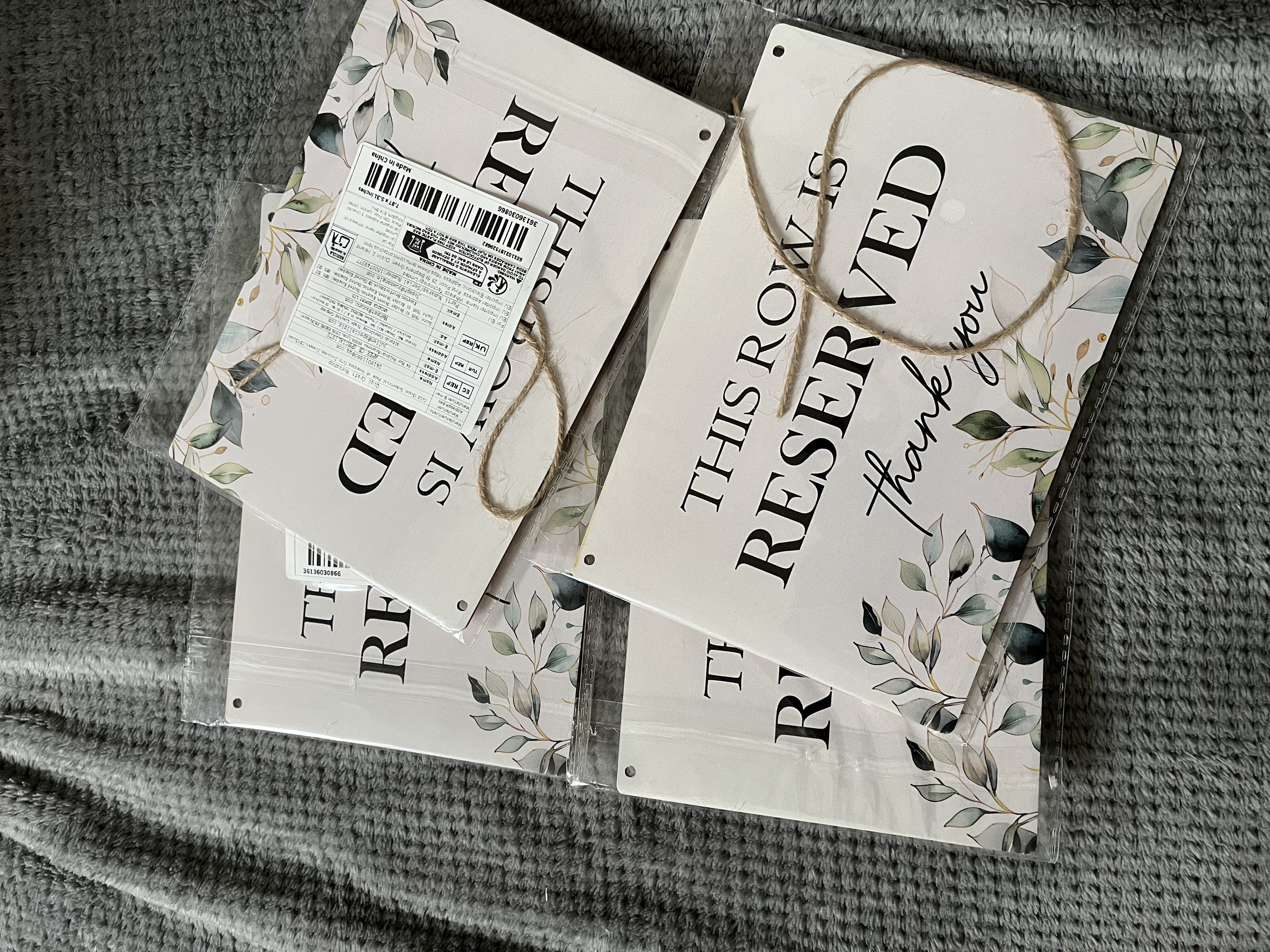 Reserved seating signs 