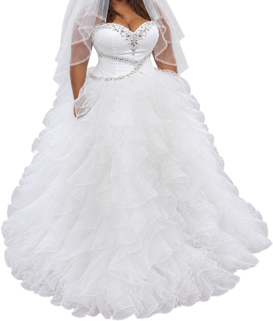 Beautiful White Ball Gown Wedding Dress – Strapless, Beaded & Full