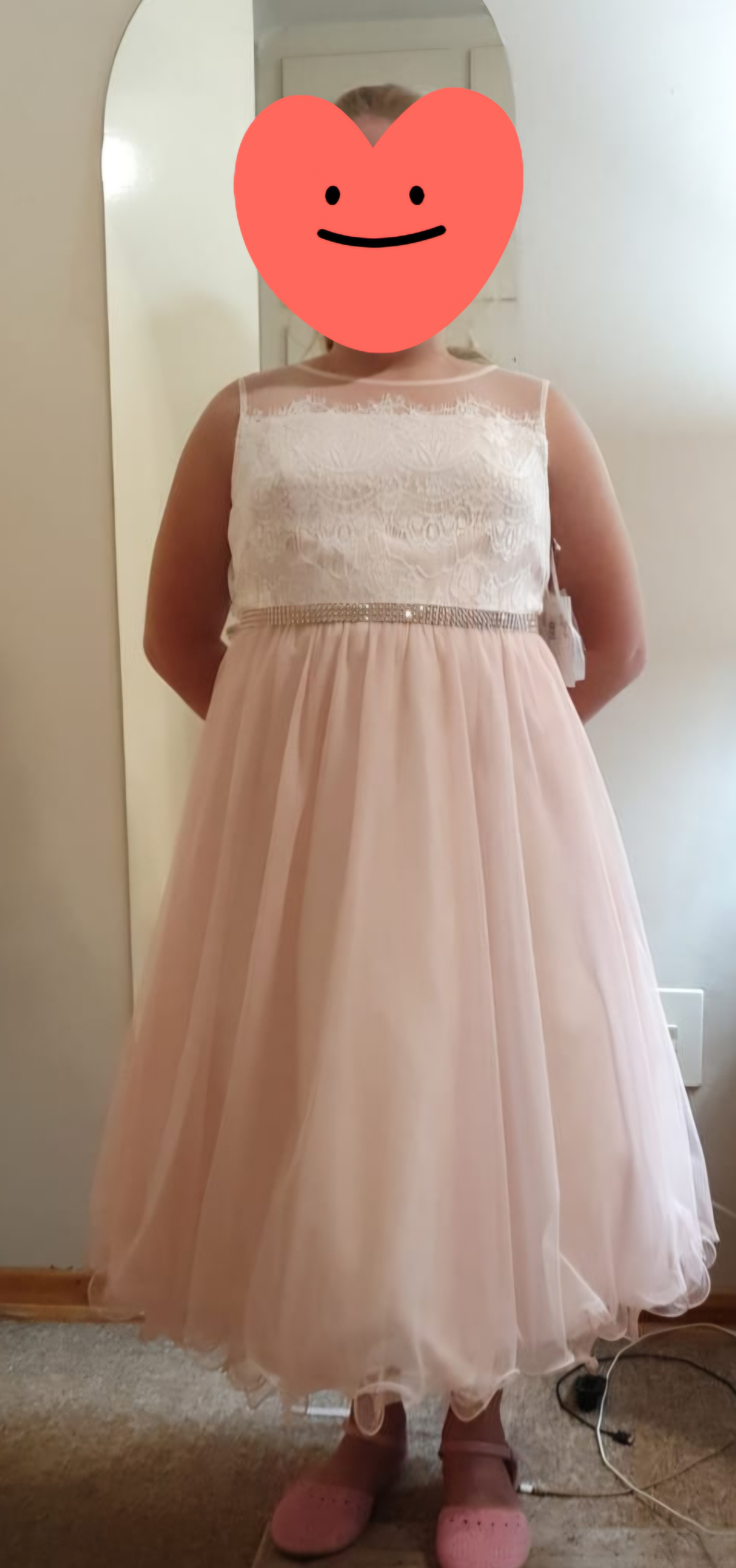 Beautiful romantic blush pink and ivory flower-girl dress