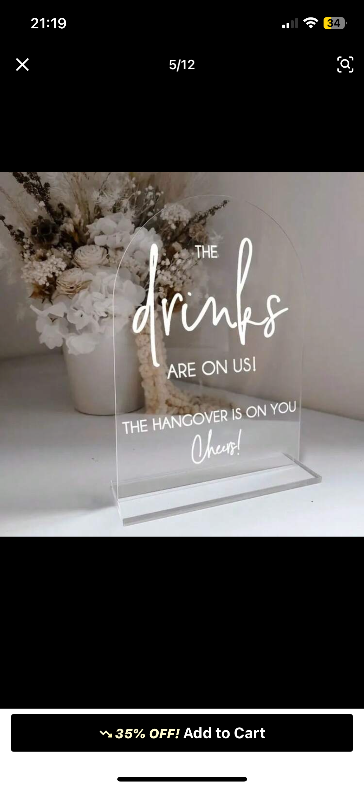 Acrylic bar sign 