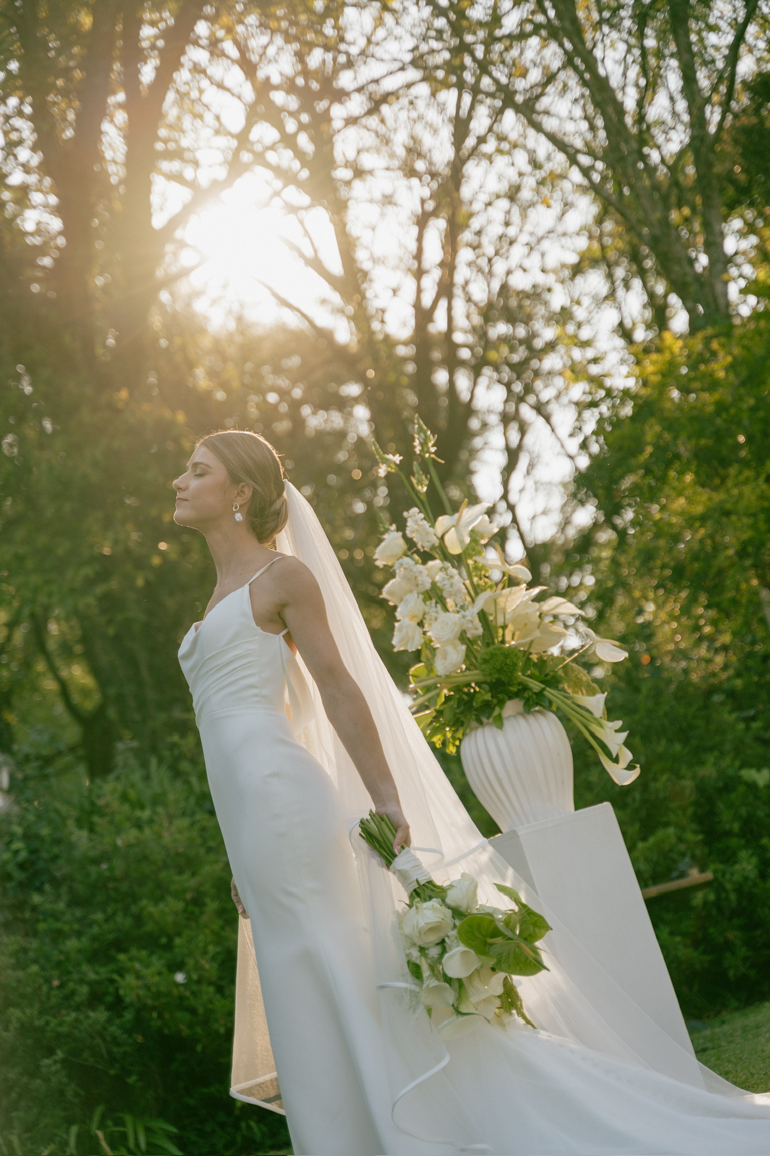 Ivory Cowl Back Wedding Dress, Size 8