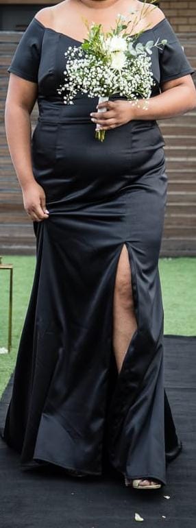 Black mermaid style Satin floor length gown size 44-46