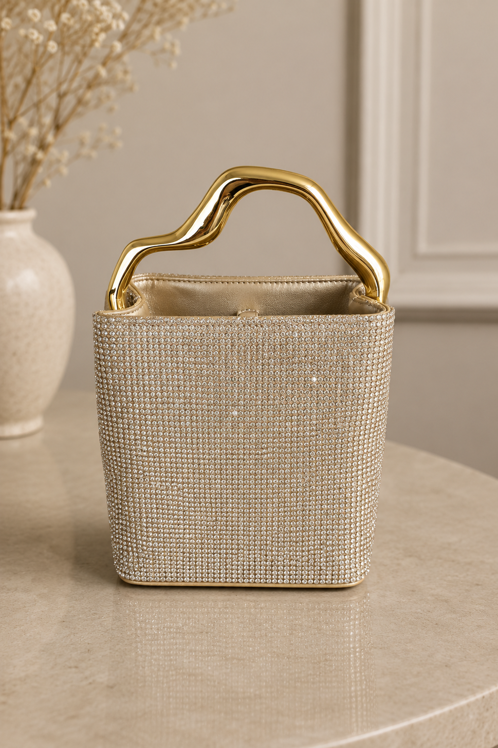 Gold Rhinestone Bucket Bag (NEW)