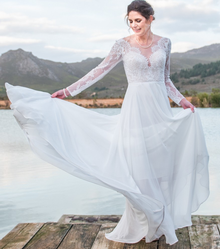 Ivory A-line Bride&Co wedding dress, size 10