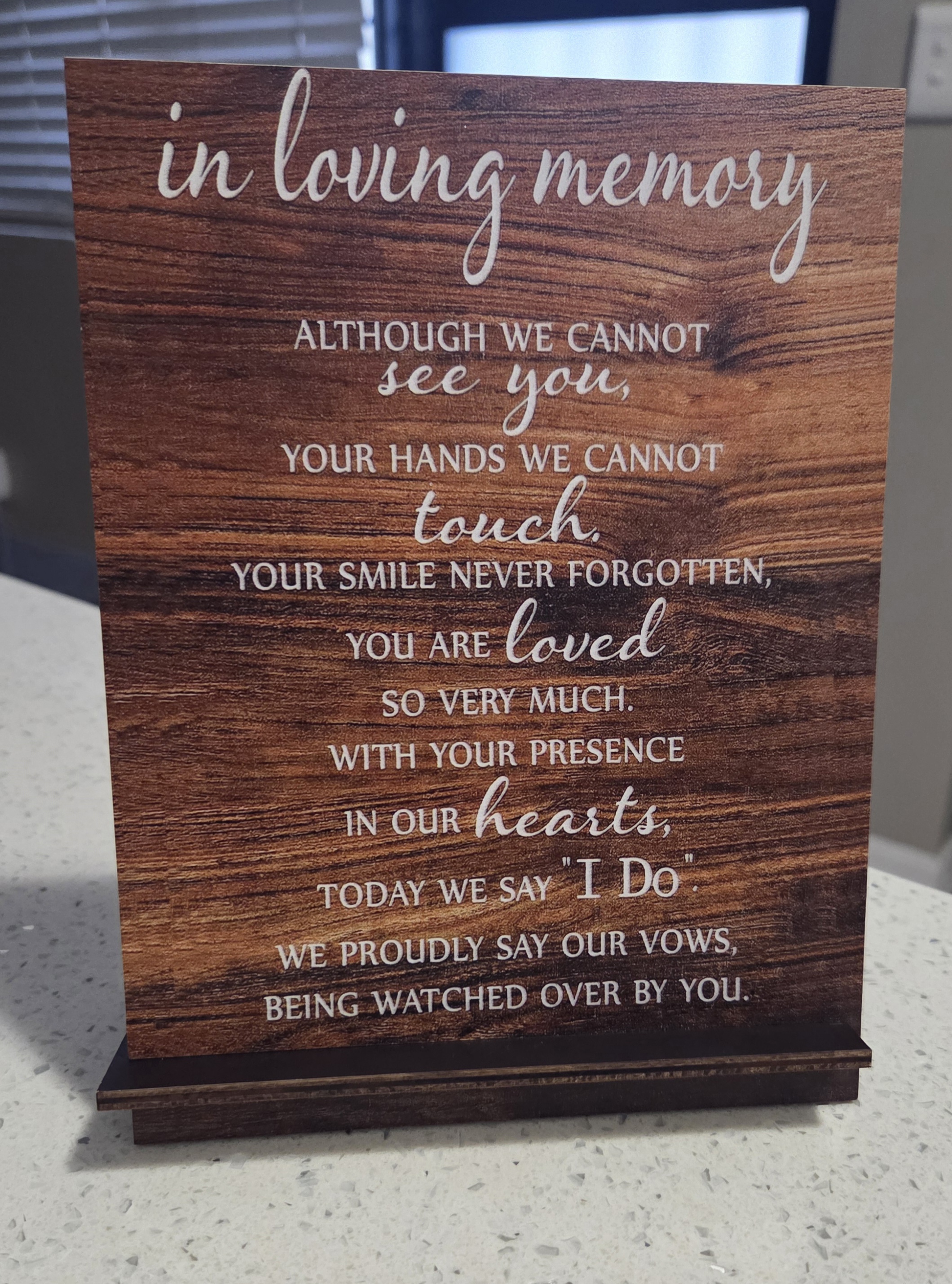 "In loving memory" signage