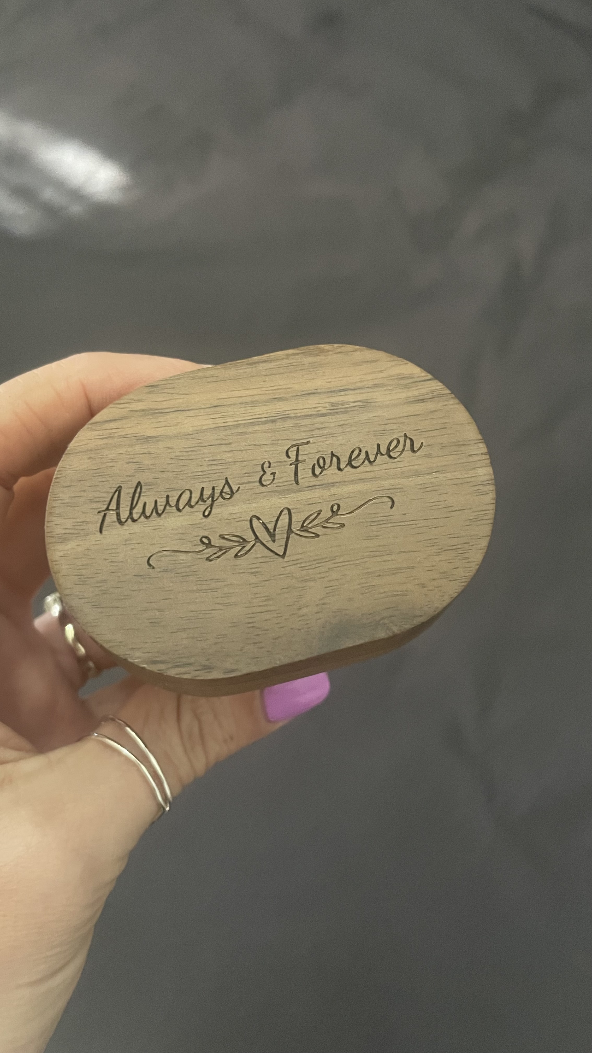 Oval Shaped Wooden Ring Box  