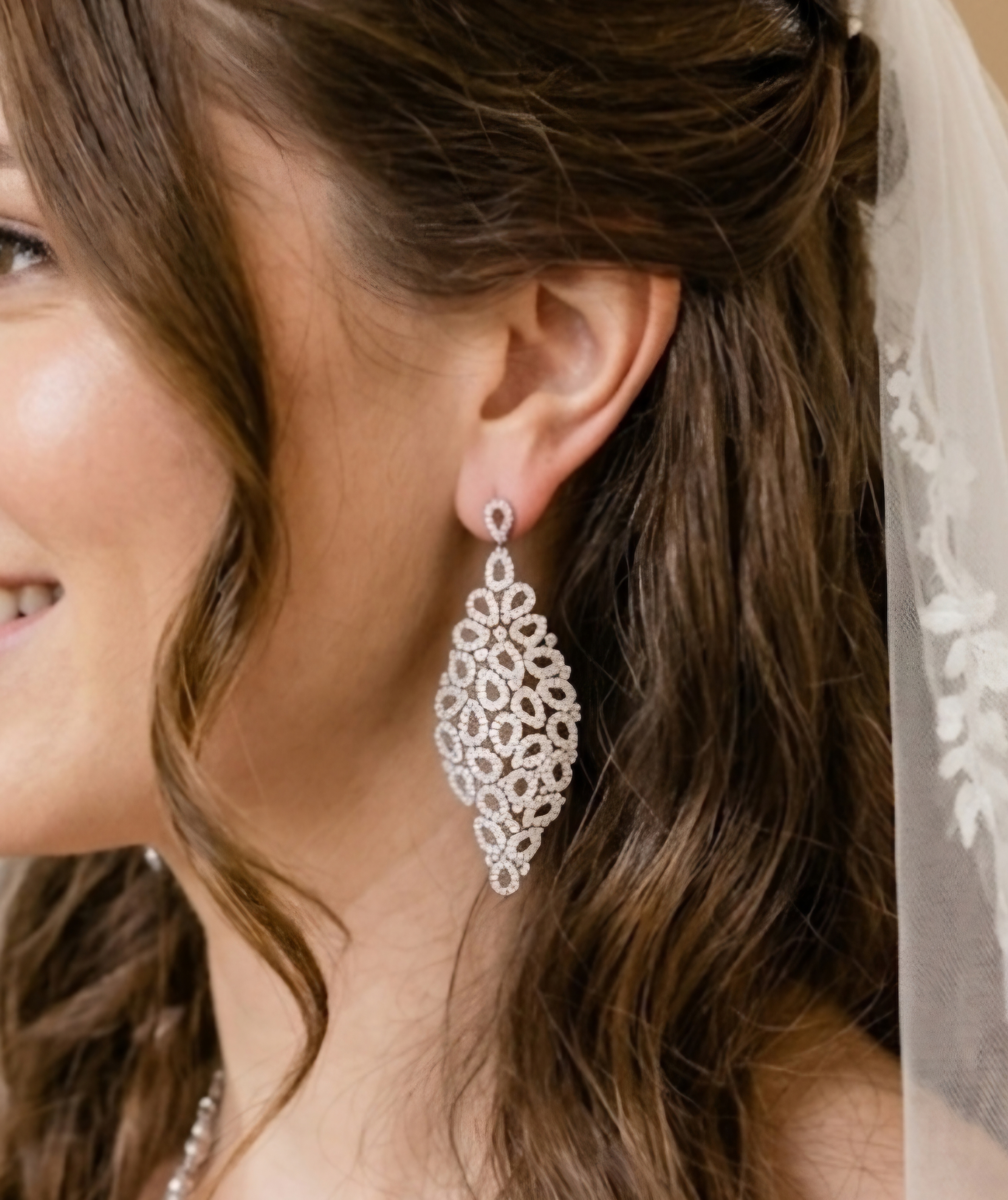 Exquisite Sterling Silver and Cubic Zirconia Earrings.